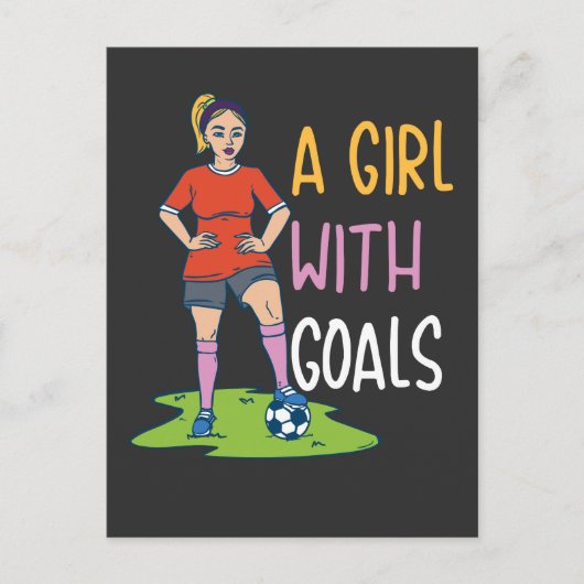 Voetbal - een meisje met doelstellingen briefkaart (Voorkant)