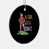 Voetbal - een meisje met doelstellingen keramisch ornament (Rechts)