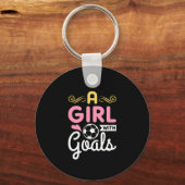 Voetbal - een meisje met doelstellingen sleutelhanger (Voorkant)