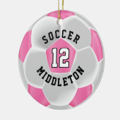 Voetbal ⚽ een Roze en Wit Keramisch Ornament (Links)