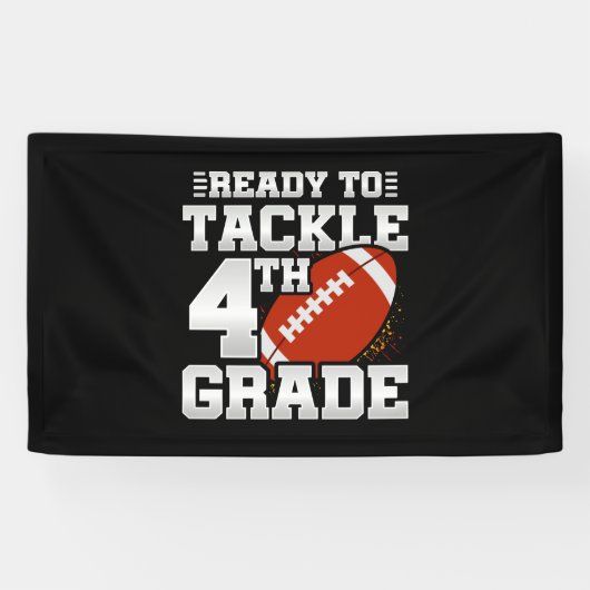 Voetbal eerste dag 4e leerjaar terug naar school spandoek (Horizontaal)