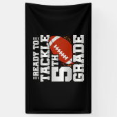 Voetbal eerste dag 5e leerjaar terug naar school spandoek (Verticaal)
