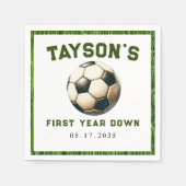 Voetbal Eerste Jaar Down 1e Verjaardag Papier Servet (Voorkant)