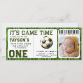 Voetbal Eerste Jaar Down 1e Verjaardag Ticket Foto Kaart (Voorkant)