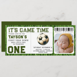 Voetbal Eerste Jaar Down 1e Verjaardag Ticket Foto Kaart