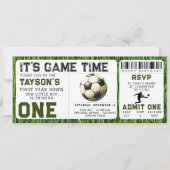 Voetbal eerste jaar down 1e verjaardag ticket kaart (Voorkant)