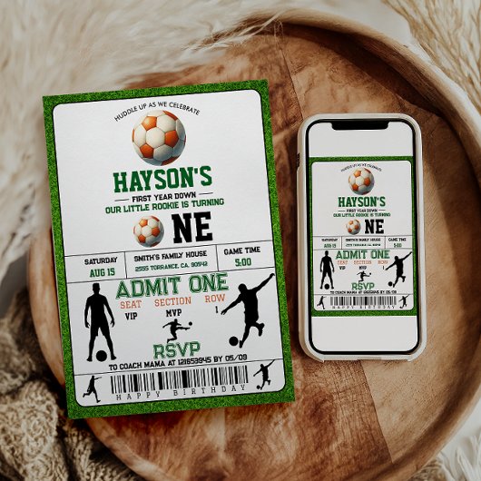 Voetbal Eerste Jaar Down 1e Verjaardagsfeest Kaart