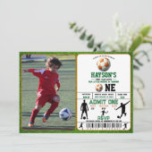 Voetbal Eerste Jaar Down 1e Verjaardagsfeest Kaart (Staand voorkant)