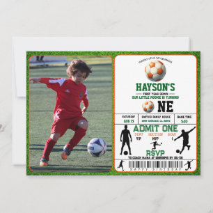 Voetbal Eerste Jaar Down 1e Verjaardagsfeest Kaart