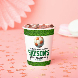 Voetbal Eerste Jaar Down 1e Verjaardagsfeest Papieren Bekers