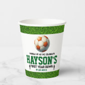 Voetbal Eerste Jaar Down 1e Verjaardagsfeest Papieren Bekers (Voorkant)