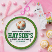 Voetbal Eerste Jaar Down 1e Verjaardagsfeest Papieren Bordje (Feest)