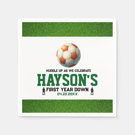 Voetbal Eerste Jaar Down 1e Verjaardagsfeest Servet (Voorkant)