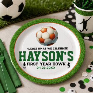 Voetbal Eerste Jaar Down 1e Verjaardagsfeestje Papieren Bordje