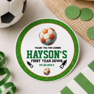 Voetbal Eerste Jaar Down 1e Verjaardagsfeestje Ronde Sticker