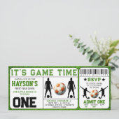 Voetbal eerste jaar Down Ticket 1e verjaardag Kaart (Staand voorkant)