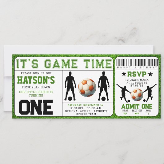 Voetbal eerste jaar Down Ticket 1e verjaardag Kaart (Voorkant)