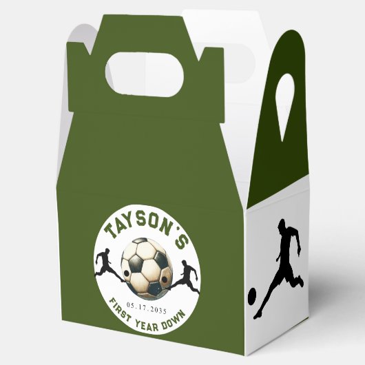 Voetbal eerste jaar naar beneden 1e verjaardag bedankdoosjes (Geopend)