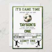 Voetbal eerste jaar naar beneden 1e verjaardag kaart (Voorkant)