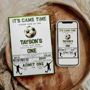 Voetbal eerste jaar naar beneden 1e verjaardag kaart