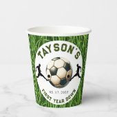 Voetbal eerste jaar naar beneden 1e verjaardag papieren bekers (Achterkant)