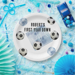 Voetbal Eerste Jaar Verjaardagsfeestje Papieren Bordje