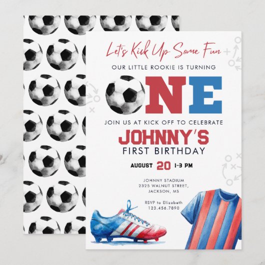 Voetbal Eerste Verjaardag Kaart (Voorkant / Achterkant)