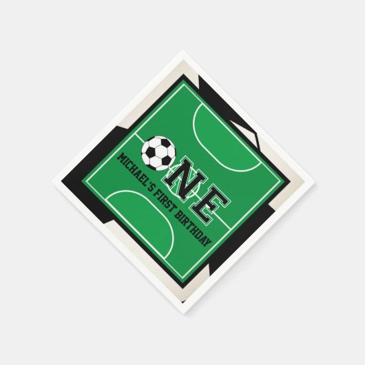 Voetbal eerste verjaardag servetten (Hoek)