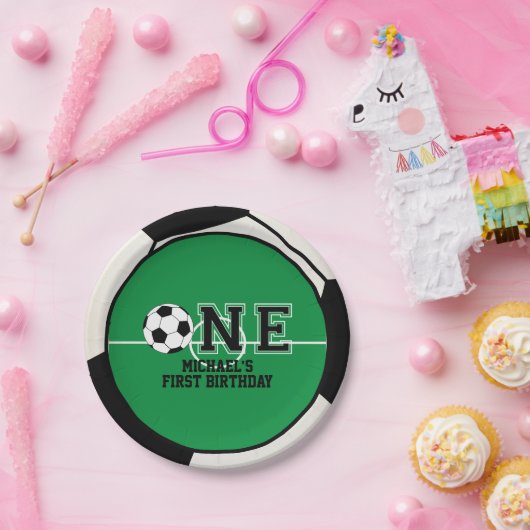 Voetbal Eerste Verjaardagspapier Bord (Feest)