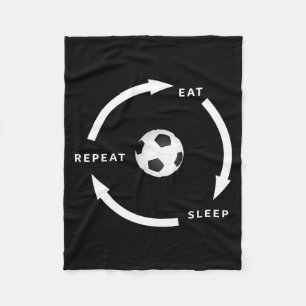 Voetbal Eet Slaap Herhaal Sport Fan Uitdrukking Fleece Deken