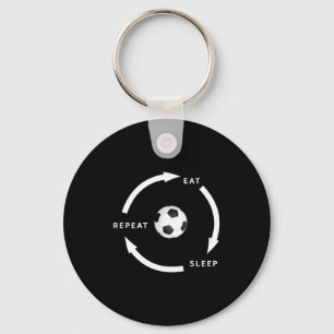 Voetbal Eet Slaap Herhaal Sport Fan Uitspraak Sleutelhanger