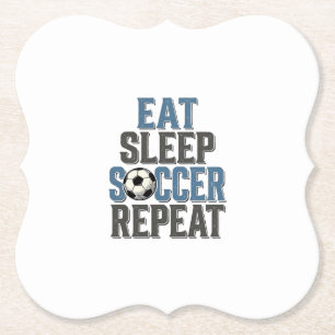 Voetbal Eet Slaap Herhaal Vintage Typografie T-shi Kartonnen Onderzetters