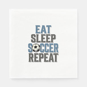 Voetbal Eet Slaap Herhaal Vintage Typografie T-shi Servet