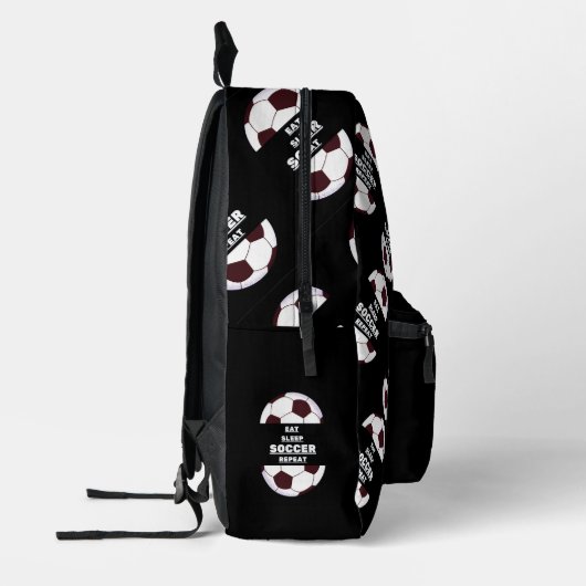 Voetbal. Eet, Slaap, Voetbal, Herhaal Bedrukte Rugzak (Links)