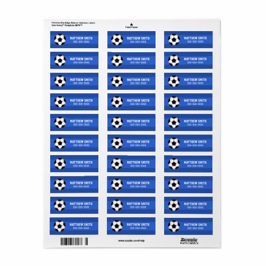 Voetbal eigenschapslabels - blauw etiket (Full Sheet)