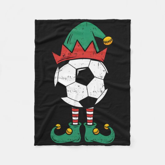 Voetbal Elf Kerst Grappige Kerst Elf Voetbal Fan K Fleece Deken (Voorkant)