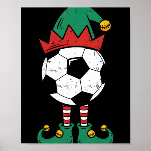 Voetbal Elf Kerst Grappige Kerst Elf Voetbal Liefh Poster (Voorkant)