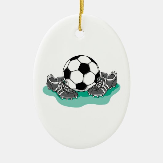 voetbal en cleats vector ontwerp keramisch ornament (Voorkant)