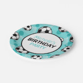 Voetbal en doel - Blauwgroen, gepersonaliseerd Bor Papieren Bordje (Gekanteld)