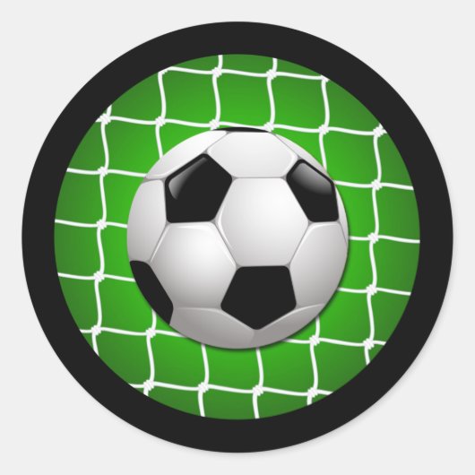 VOETBAL EN DOEL NET RONDE STICKER (Voorkant)