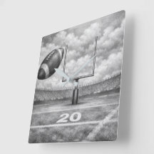 Voetbal en doelpaal – vierkante acryl klok