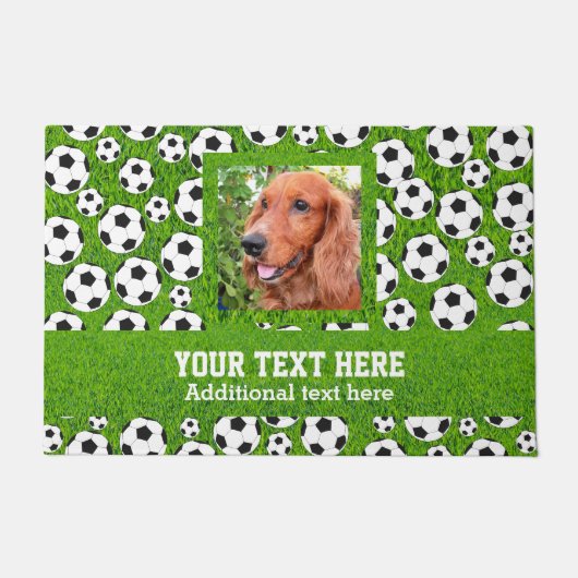 Voetbal en fotosjabloon deurmat (Voorkant)