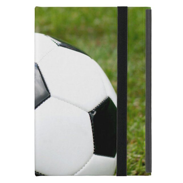 voetbal en gras iPad mini hoesje (Voorkant Dicht)