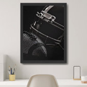 Voetbal en Helm Donker Dramatisch Poster