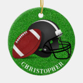 Voetbal en Helm Kerstmis  Keramisch Ornament (Voorkant)