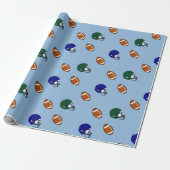 Voetbal en helmen cadeaupapier (Uitgerold)