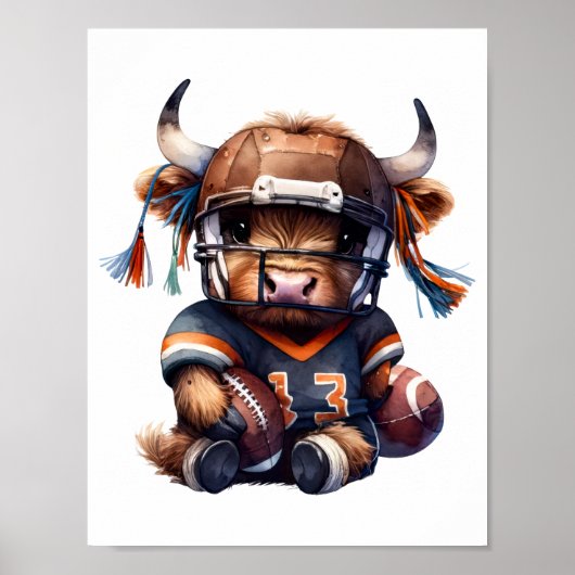Voetbal En Hoogland Koeien Poster (Voorkant)