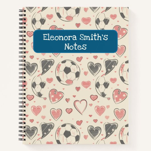 Voetbal en liefde harten Kinder terug naar school Notitieboek (Voorkant)