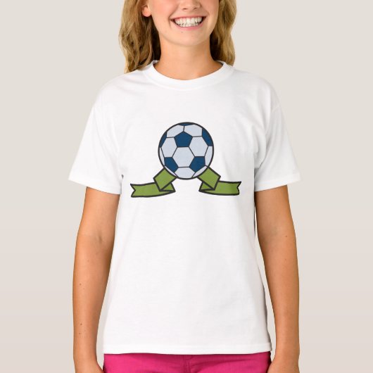 Voetbal en lint meisjes T-shirt (Voorkant)
