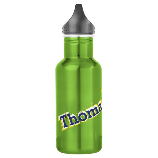 Voetbal en netsplat met de naam drink fles (Links)